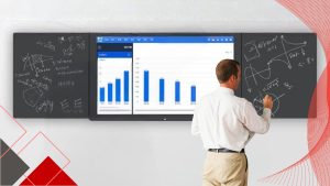 Combina a familiaridade de um quadro negro com a interatividade digital, com uma integração perfeita entre o ecrã digital e os dois quadros tradicionais. Os sub-quadros de escrita estão interligados ao ecrã principal, garantindo a sincronização em tempo real.