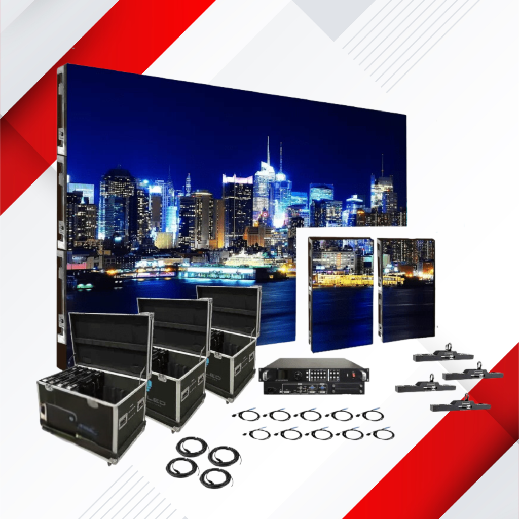 Painel LED para eventos com caixa de transporte