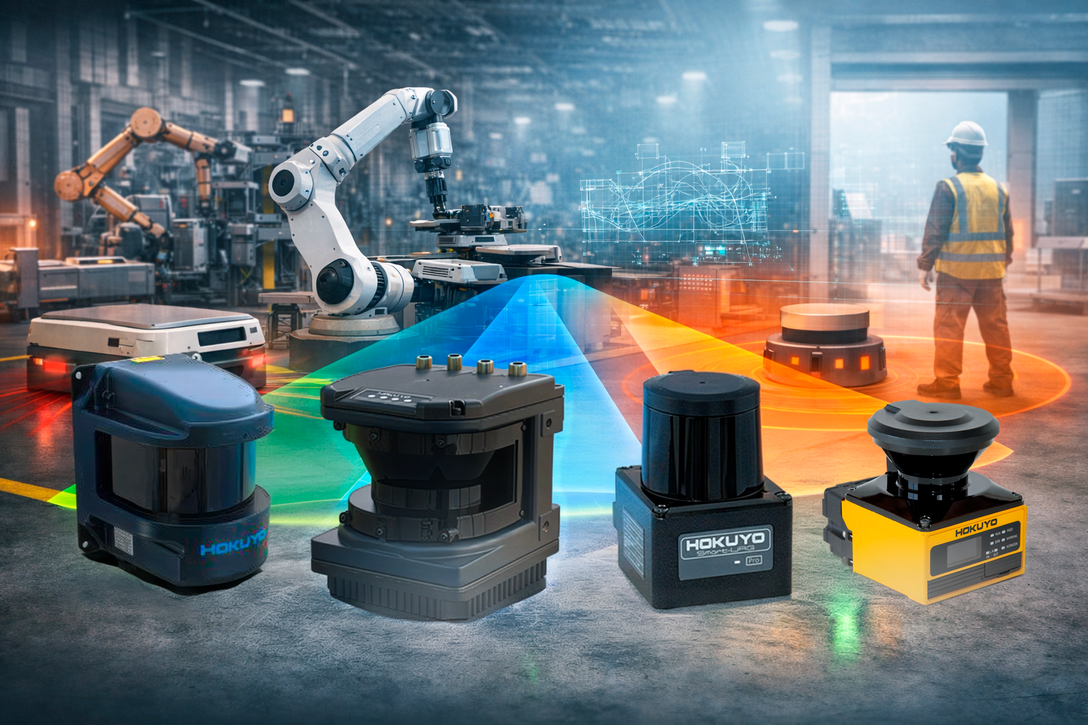 Os Scanning Rangefinder da Hokuyo são sensores LiDAR de elevada precisão, desenvolvidos para medir distâncias, detetar objetos e mapear o ambiente em tempo real através de tecnologia de varrimento a laser.